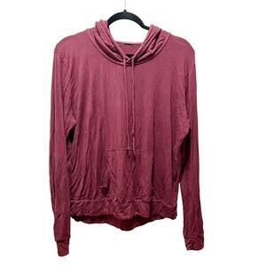 Brandy Melville John Galt Red Hooded Lightweight Sweatshirt Pullover Size M